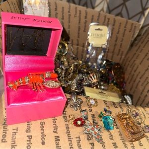 Vintage To Now Jewelry Junk Box Betsy Johnson Lobster Ring Orange